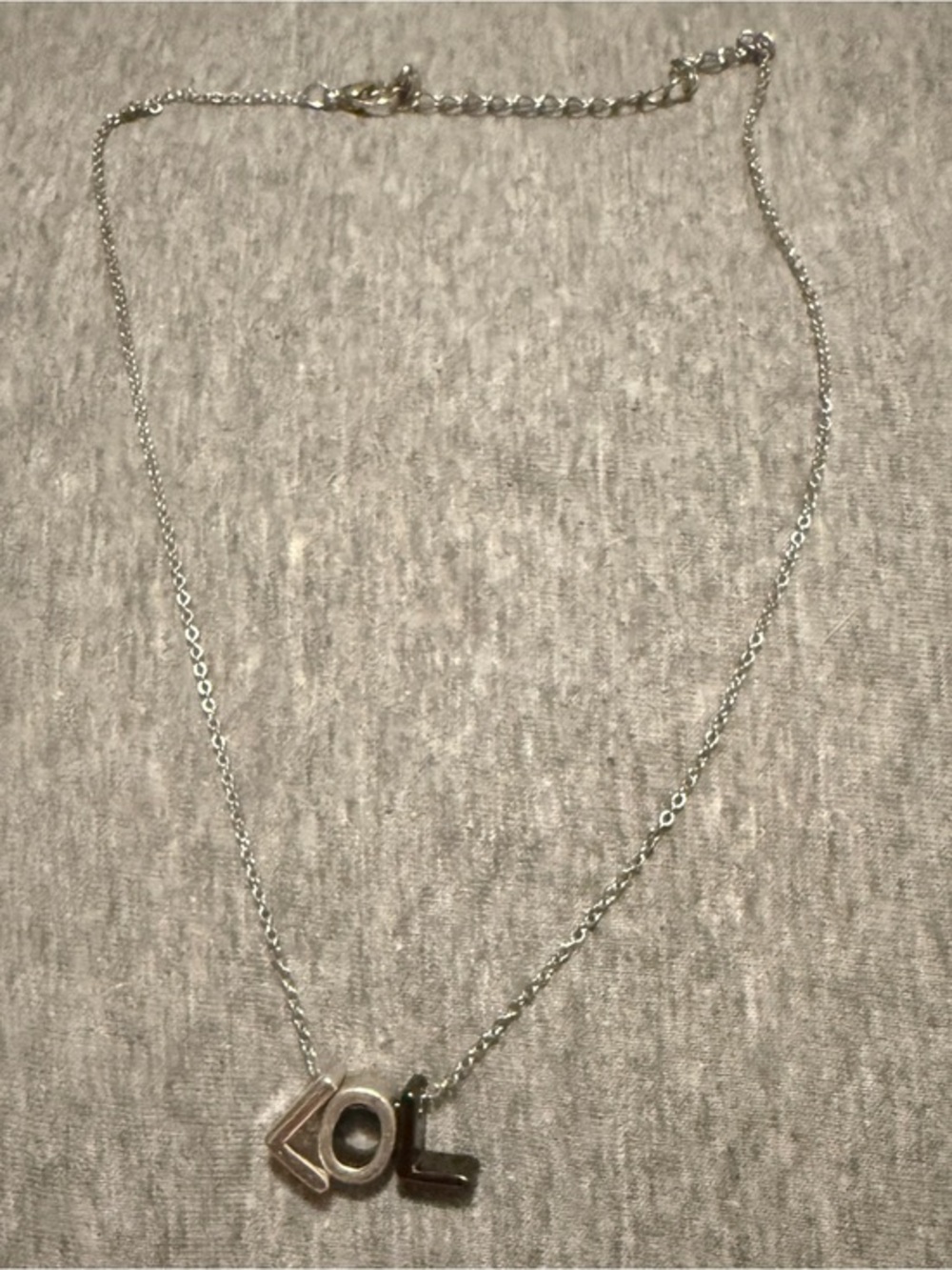 Sterling Silver 'LOL' Letter Pendant Necklace - Silver